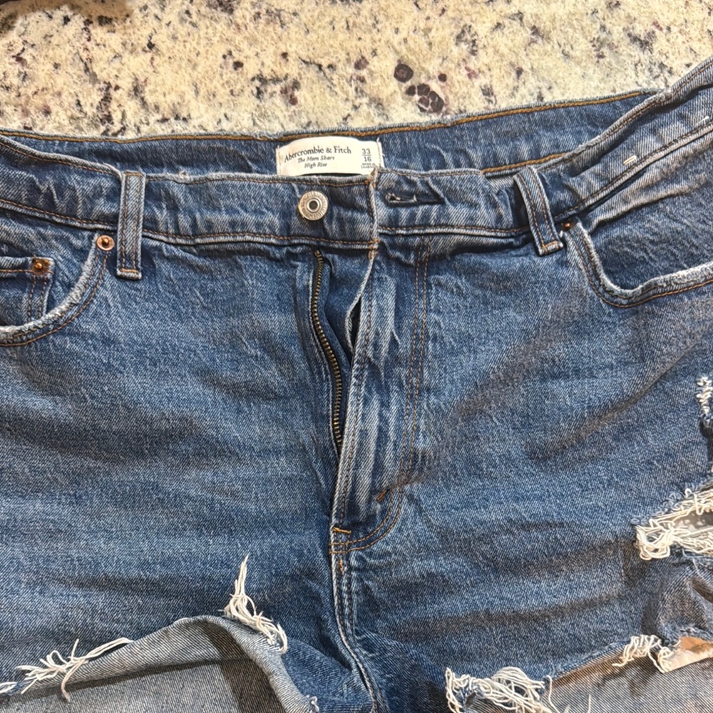 Abercrombie & Fitch Blue Distressed Shorts
